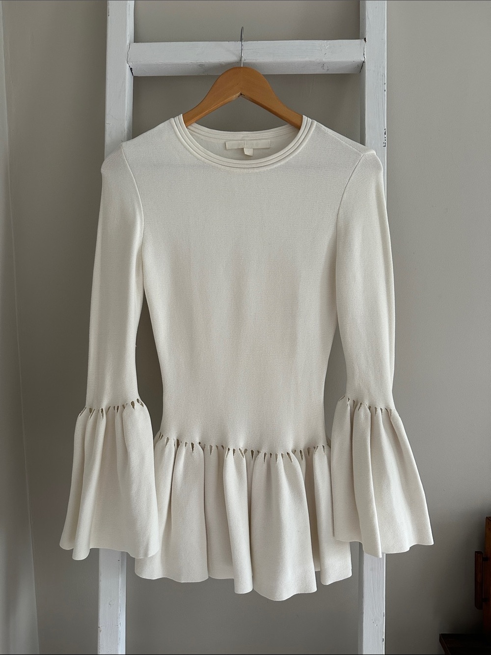 Jonathan Simkhai Peplum Ruffle Bell Sleeve Top